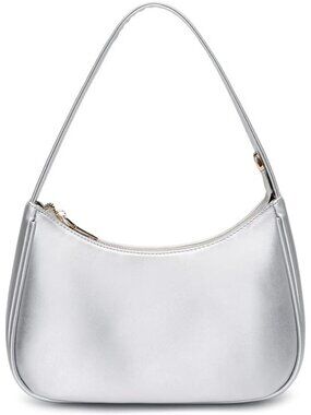 〽️Women Silver Cute Hobo Mini Clutch Purse Zipper Closure Shoulder Tote Handbag